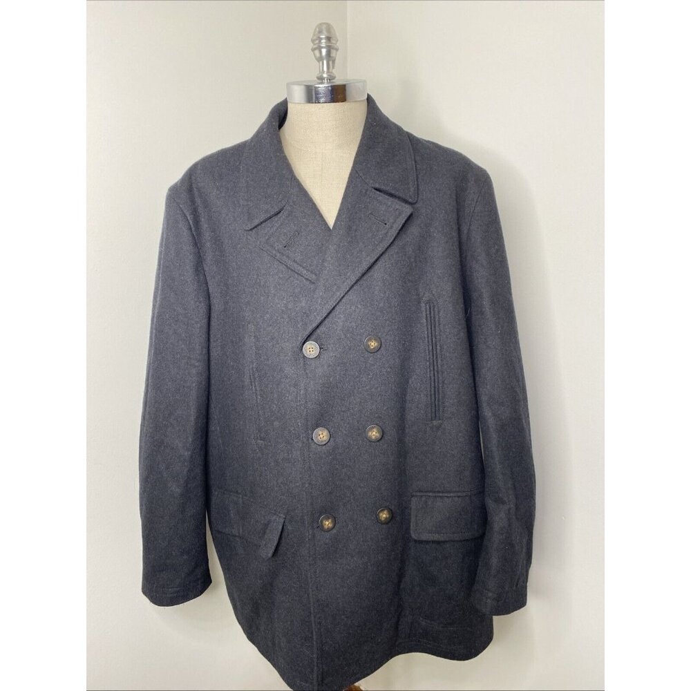 RALPH Ralph Lauren Wool Overcoat Button Charcoal Grey Jacket Mens Sz 50R Coat